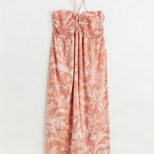 H&M+ Tie-detail dress Peach & Cream size Small